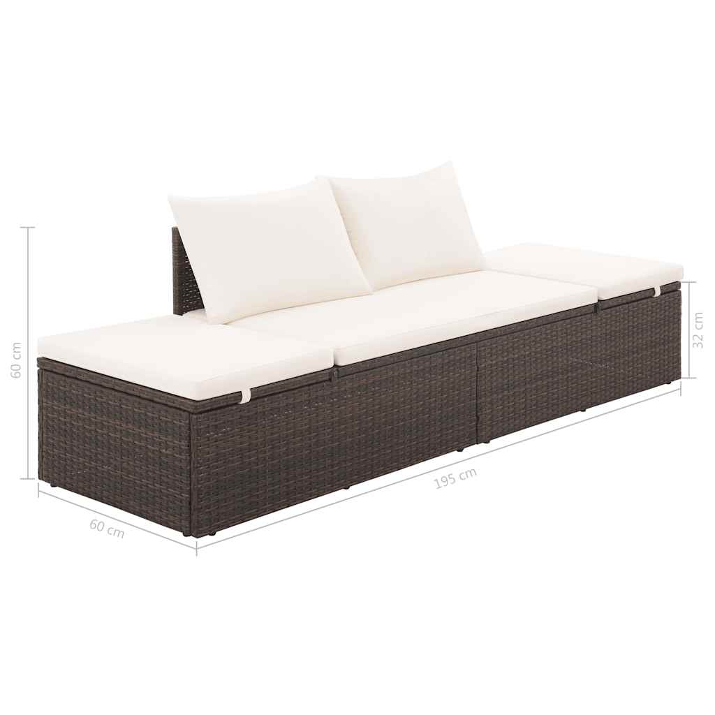 Gartenbett 195×60 Cm Poly Rattan