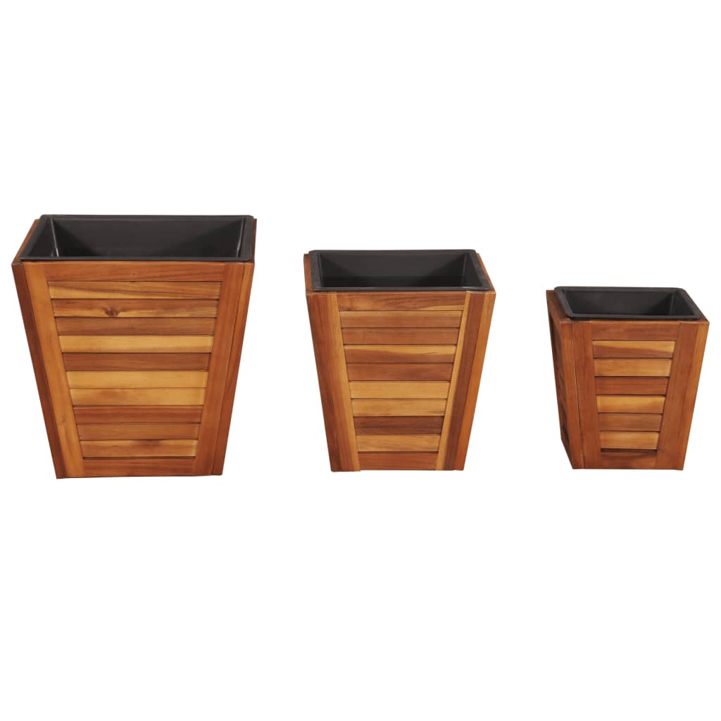 Garten-Hochbeet-Set 3-Tlg. Viereckig Akazie Massivholz