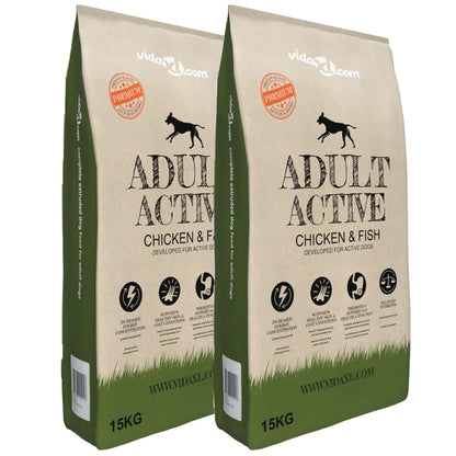 Trockenfutter Für Hunde Adult Active Chicken & Fish 2 Stk