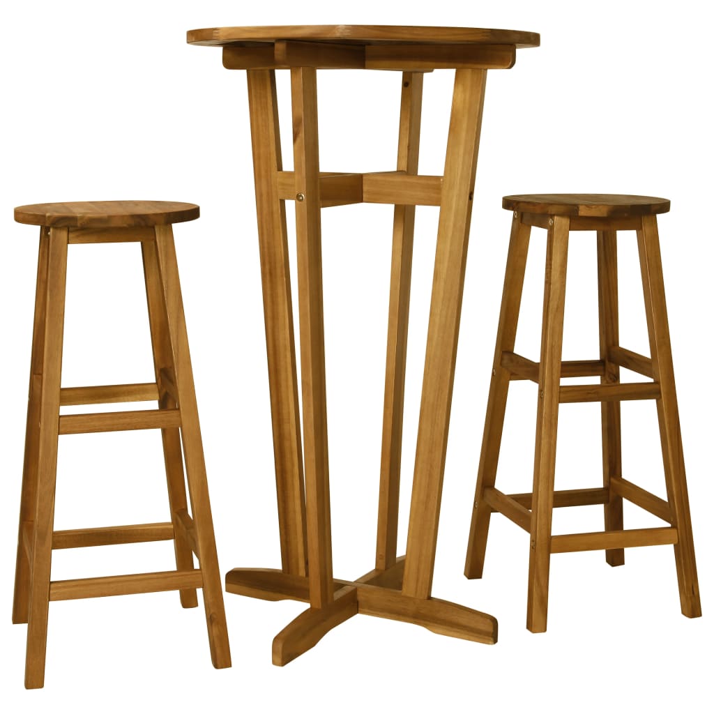 3-Tlg. Bar-Set Akazienholz Massiv