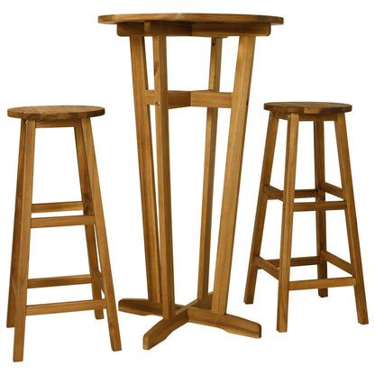 3-Tlg. Bar-Set Akazienholz Massiv