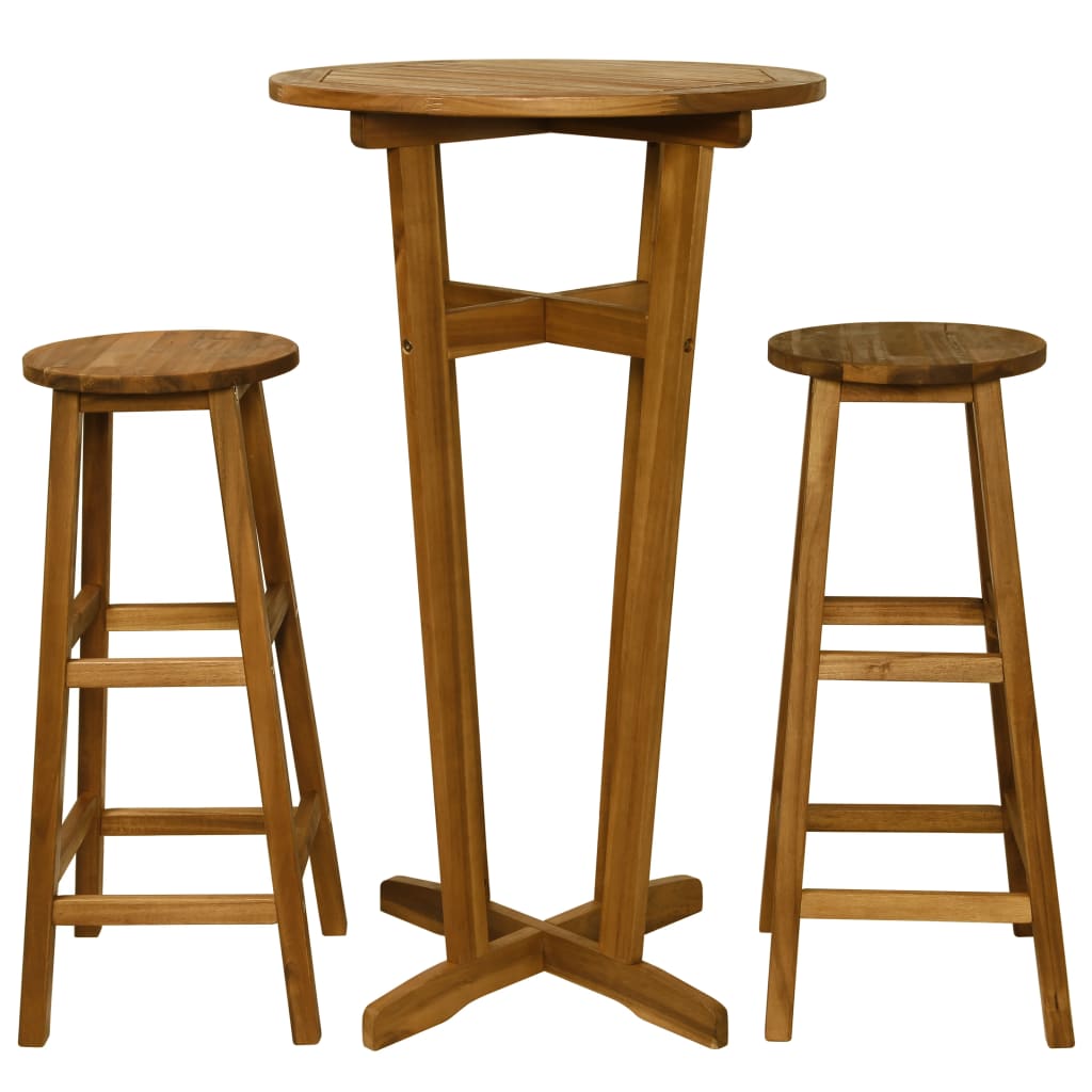 3-Tlg. Bar-Set Akazienholz Massiv