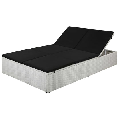 Doppel-Sonnenliege Mit Auflage Poly Rattan Schwarz