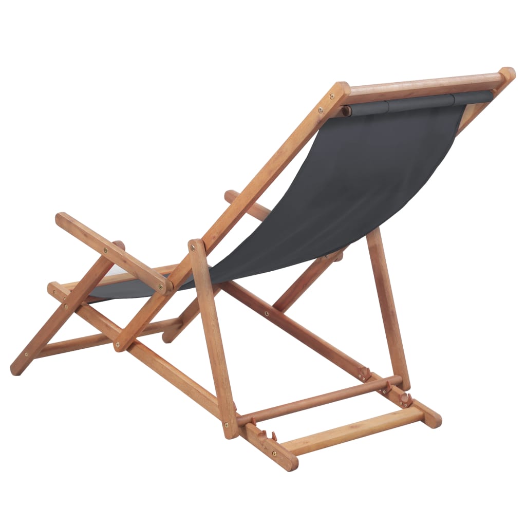 Klappbarer Strandstuhl Stoff Und Holzrahmen
