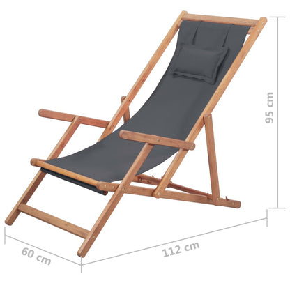 Klappbarer Strandstuhl Stoff Und Holzrahmen