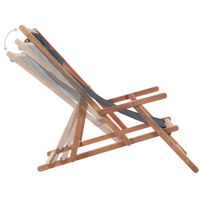Klappbarer Strandstuhl Stoff Und Holzrahmen