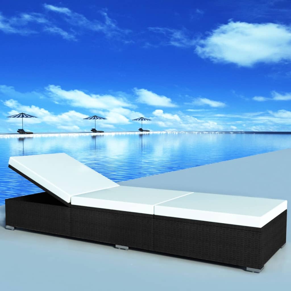 Sonnenliege Mit Auflage Poly Rattan Schwarz