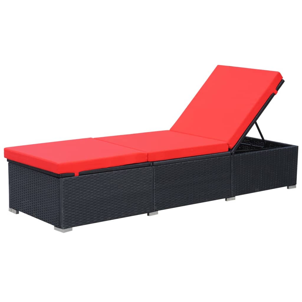 Sonnenliege Mit Auflage Poly Rattan Schwarz
