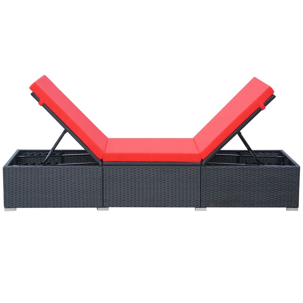 Sonnenliege Mit Auflage Poly Rattan Schwarz