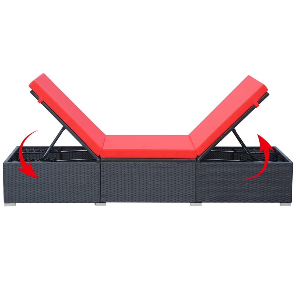 Sonnenliege Mit Auflage Poly Rattan Schwarz