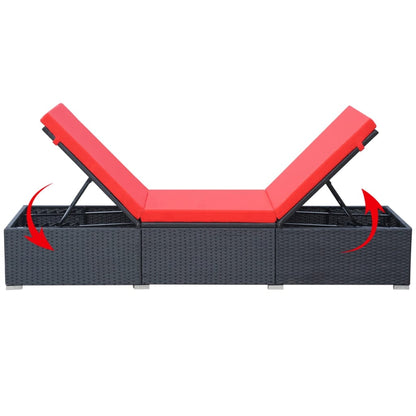 Sonnenliege Mit Auflage Poly Rattan Schwarz