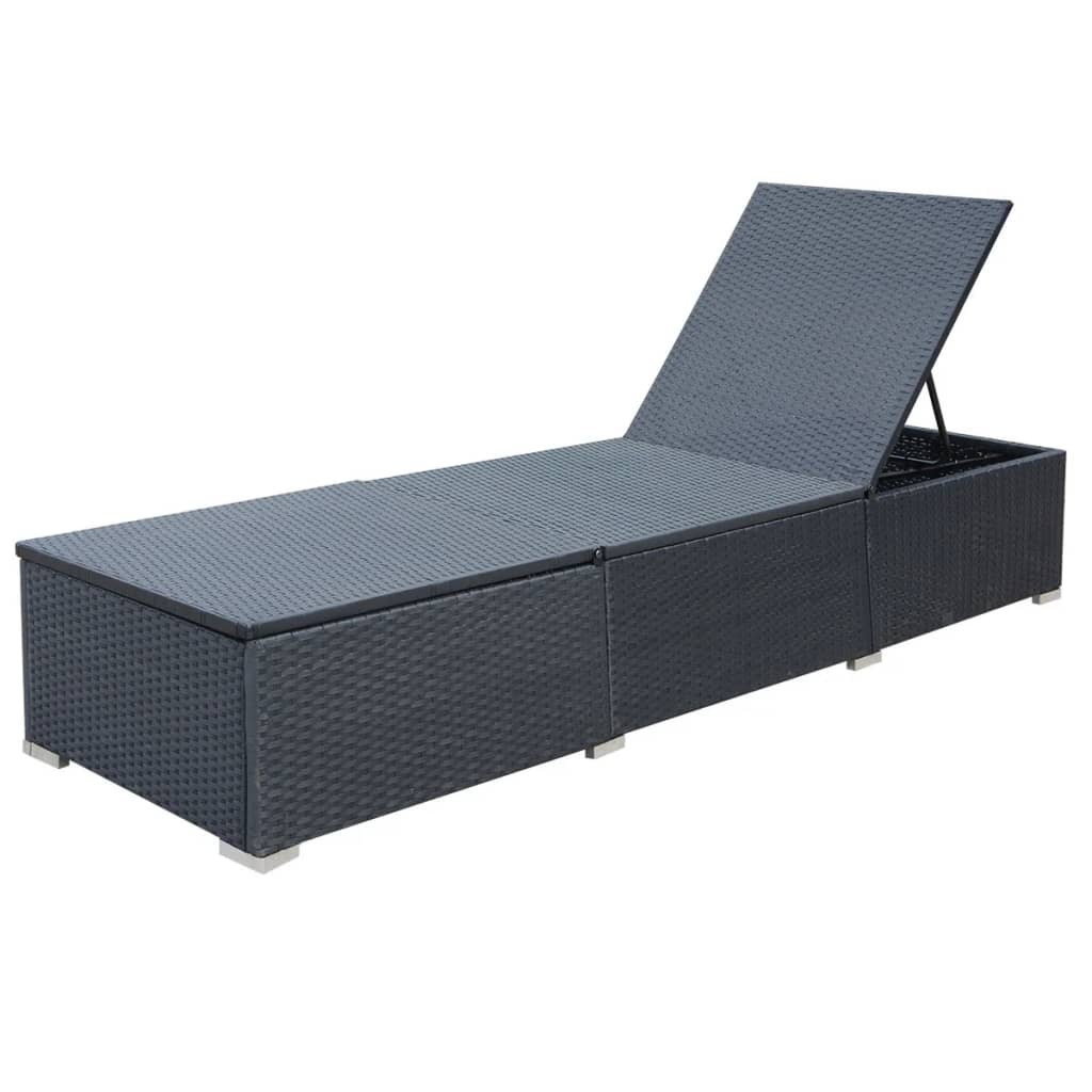Sonnenliege Mit Auflage Poly Rattan Schwarz