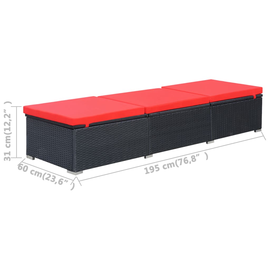 Sonnenliege Mit Auflage Poly Rattan Schwarz