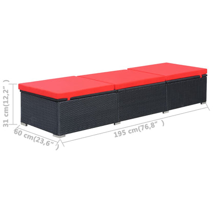 Sonnenliege Mit Auflage Poly Rattan Schwarz