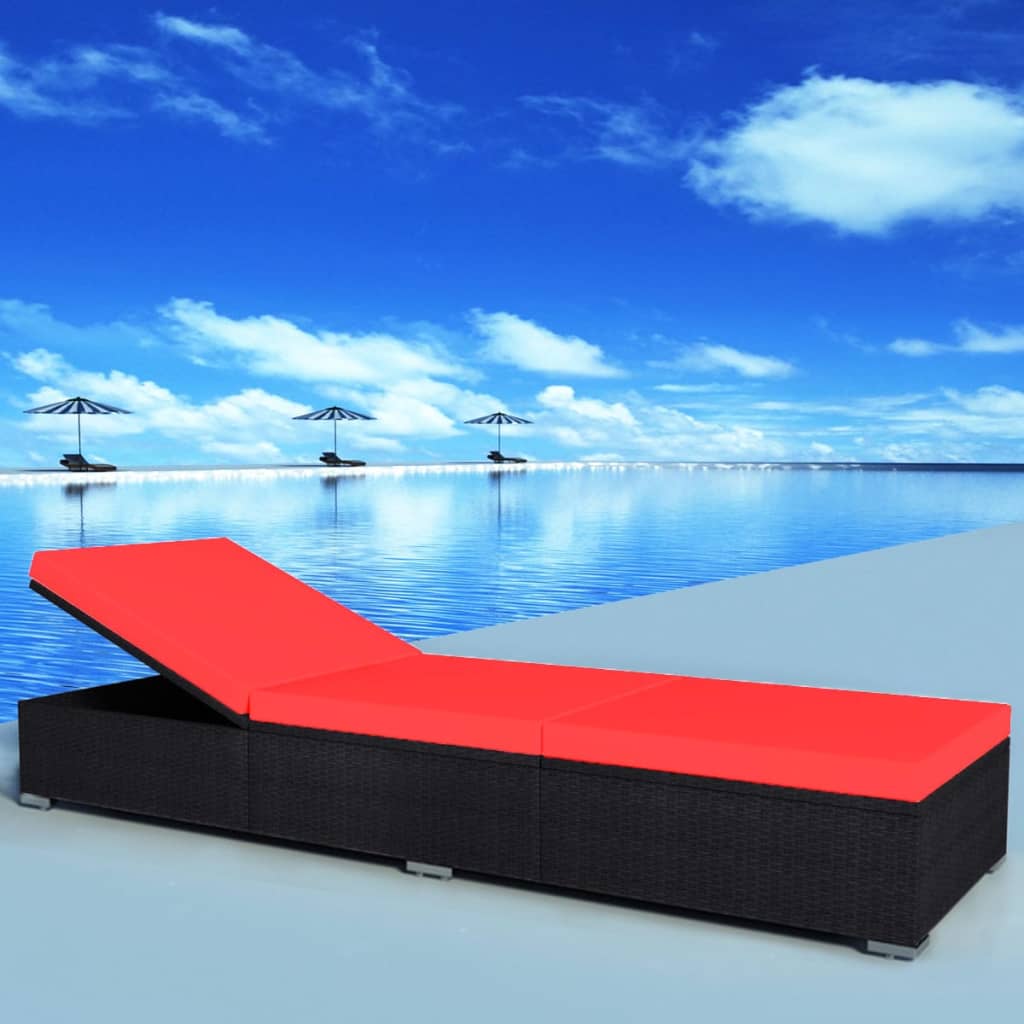 Sonnenliege Mit Auflage Poly Rattan Schwarz