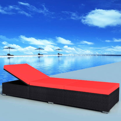 Sonnenliege Mit Auflage Poly Rattan Schwarz