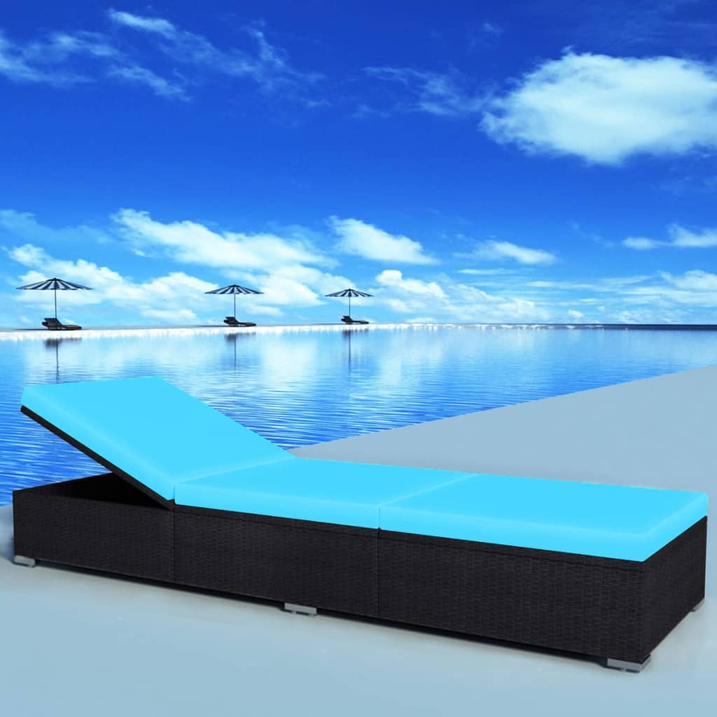 Sonnenliege Mit Auflage Poly Rattan Schwarz