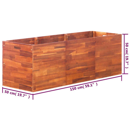 Garten-Hochbeet Akazienholz 150X50X50 Cm Weiß