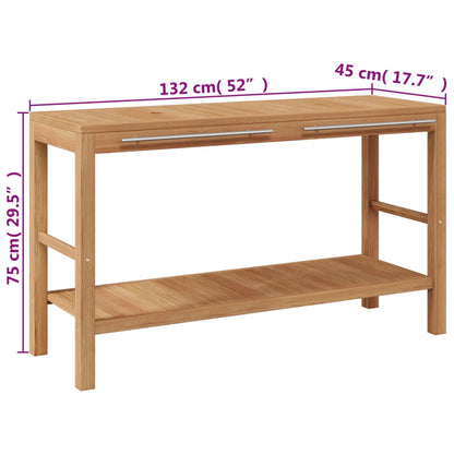 Waschtischunterschrank Teak Massiv Mit Flussstein Waschbecken