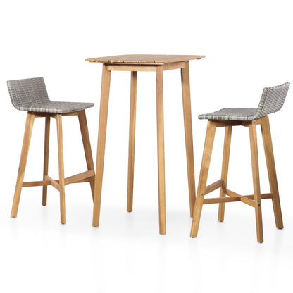 3-Tlg. Bar-Set Akazie Massivholz