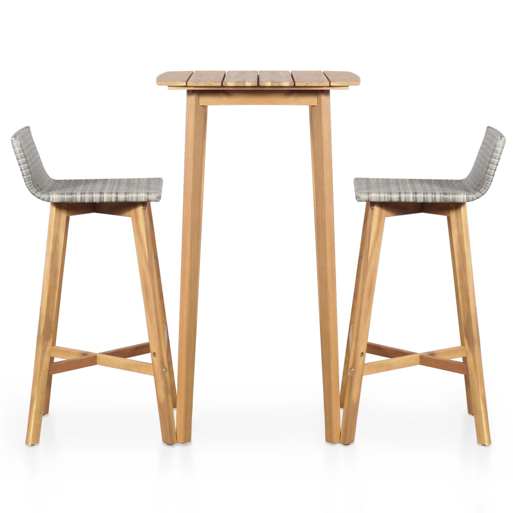 3-Tlg. Bar-Set Akazie Massivholz