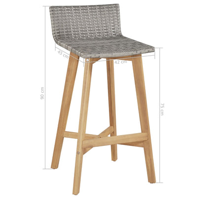 3-Tlg. Bar-Set Akazie Massivholz