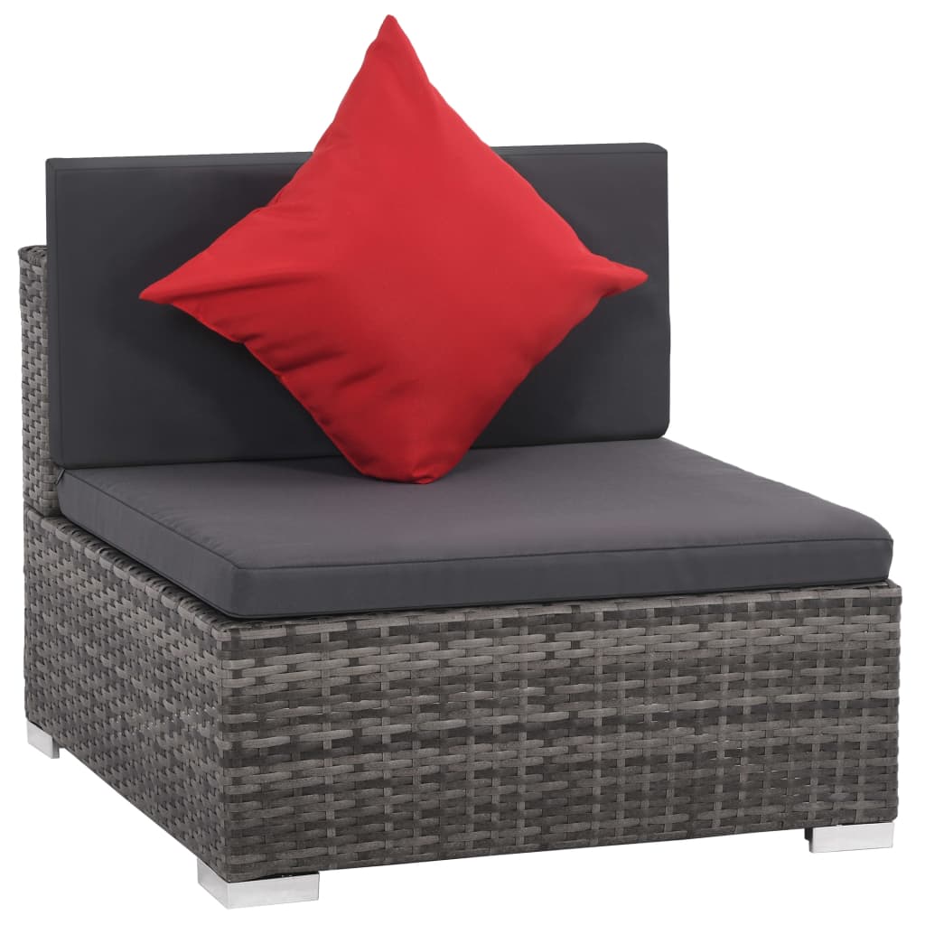 8-Tlg. Garten-Lounge-Set Mit Kissen Poly Rattan Grau