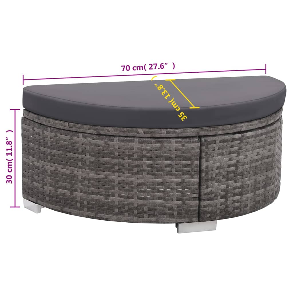 8-Tlg. Garten-Lounge-Set Mit Kissen Poly Rattan Grau