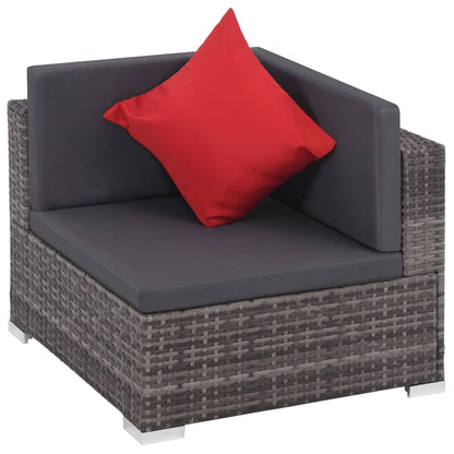 8-Tlg. Garten-Lounge-Set Mit Kissen Poly Rattan Grau