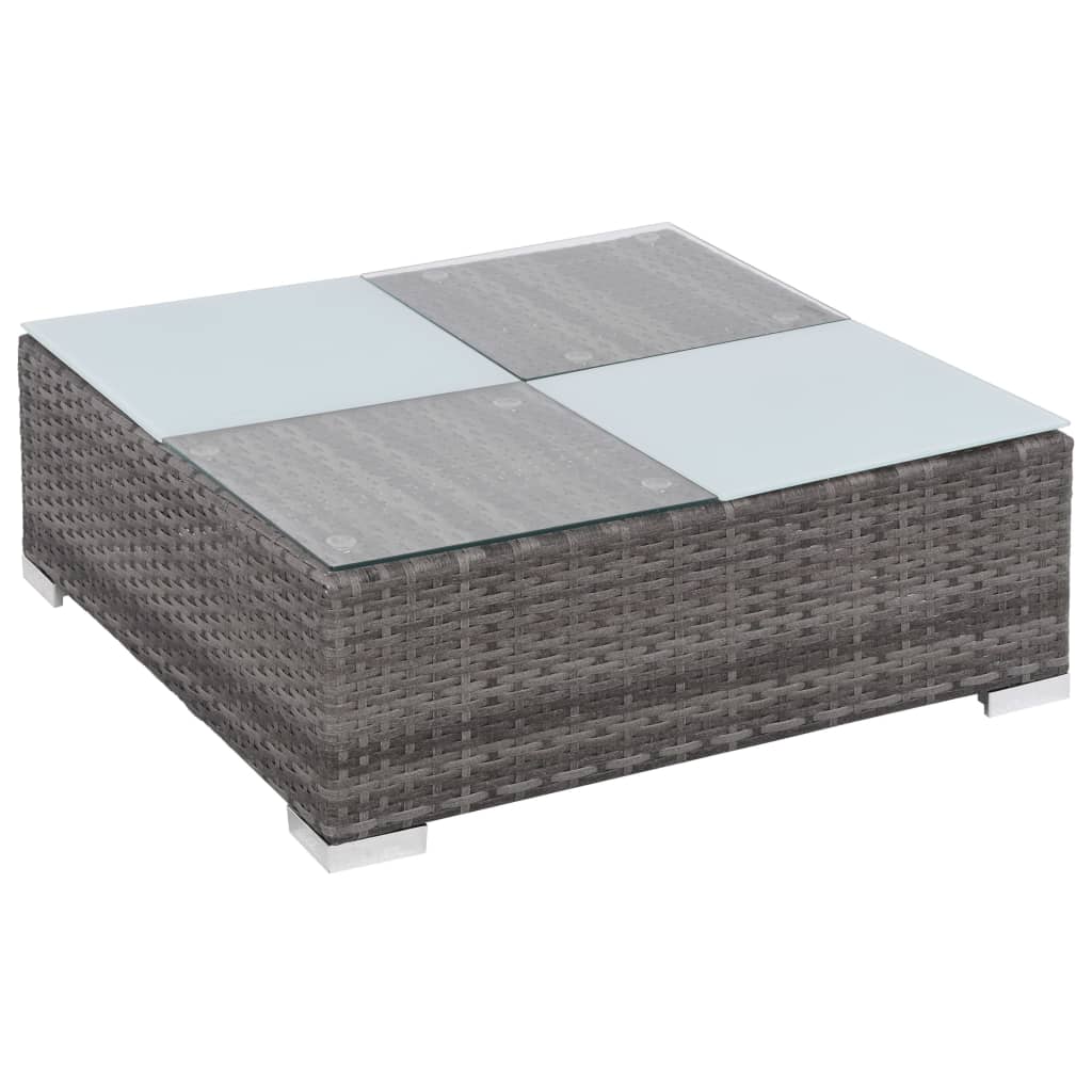 8-Tlg. Garten-Lounge-Set Mit Kissen Poly Rattan Grau