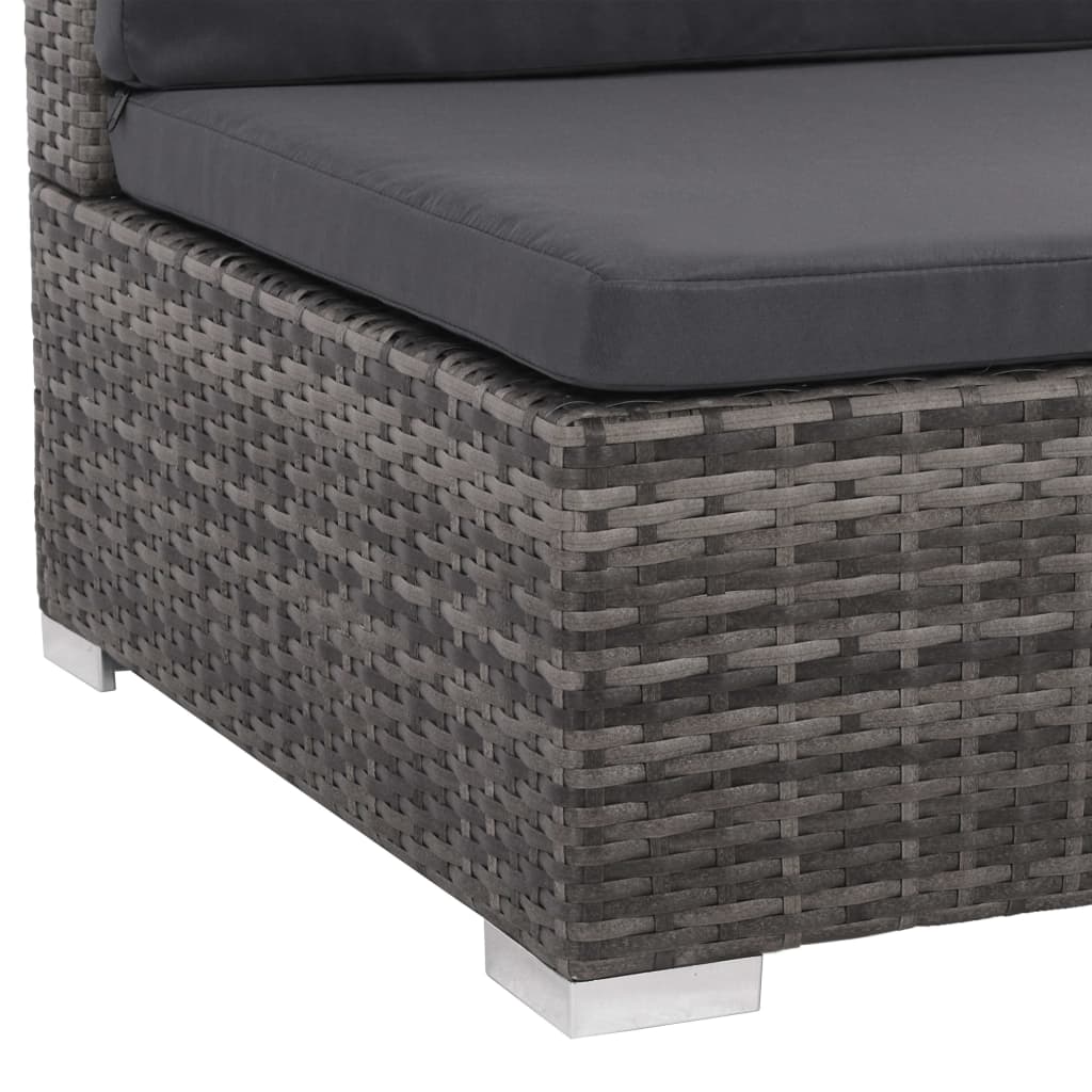 8-Tlg. Garten-Lounge-Set Mit Kissen Poly Rattan Grau