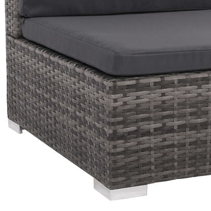 8-Tlg. Garten-Lounge-Set Mit Kissen Poly Rattan Grau