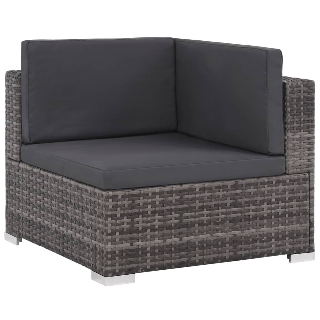 6-Tlg. Garten-Lounge-Set Mit Kissen Poly Rattan Grau