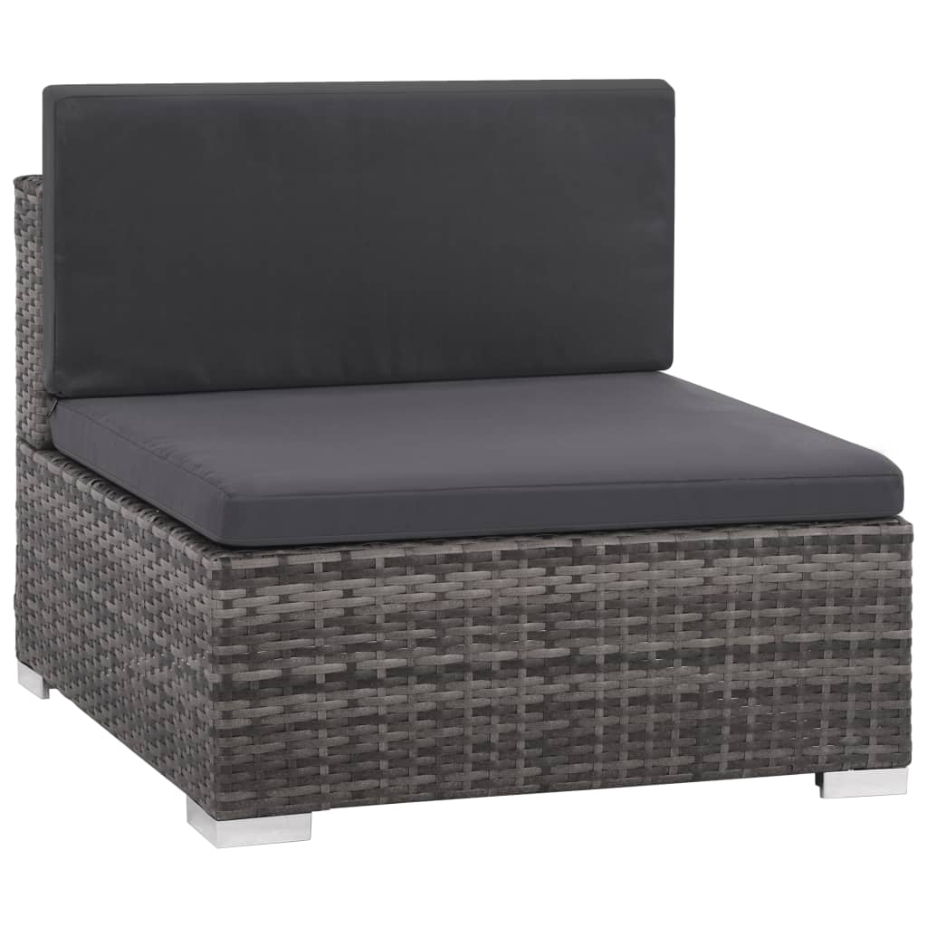 6-Tlg. Garten-Lounge-Set Mit Kissen Poly Rattan Grau