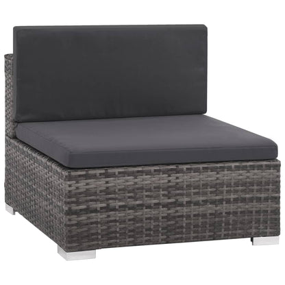6-Tlg. Garten-Lounge-Set Mit Kissen Poly Rattan Grau