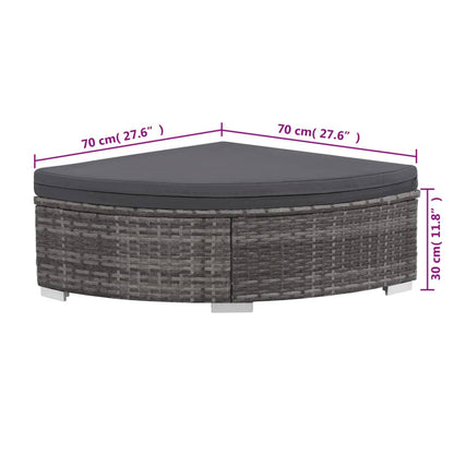 6-Tlg. Garten-Lounge-Set Mit Kissen Poly Rattan Grau
