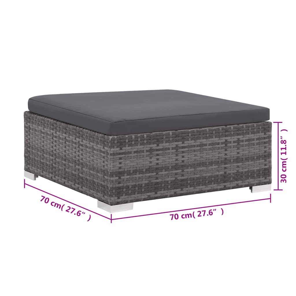 6-Tlg. Garten-Lounge-Set Mit Kissen Poly Rattan Grau