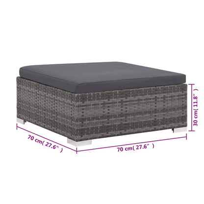 6-Tlg. Garten-Lounge-Set Mit Kissen Poly Rattan Grau