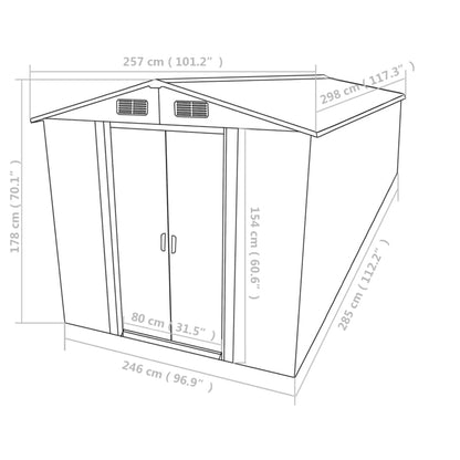Gartenhaus 257X298X178 Cm Metall