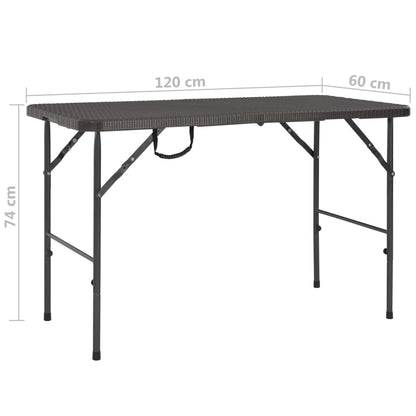 Gartentisch Klappbar Braun 120X60X74 Cm Hdpe Rattan-Optik