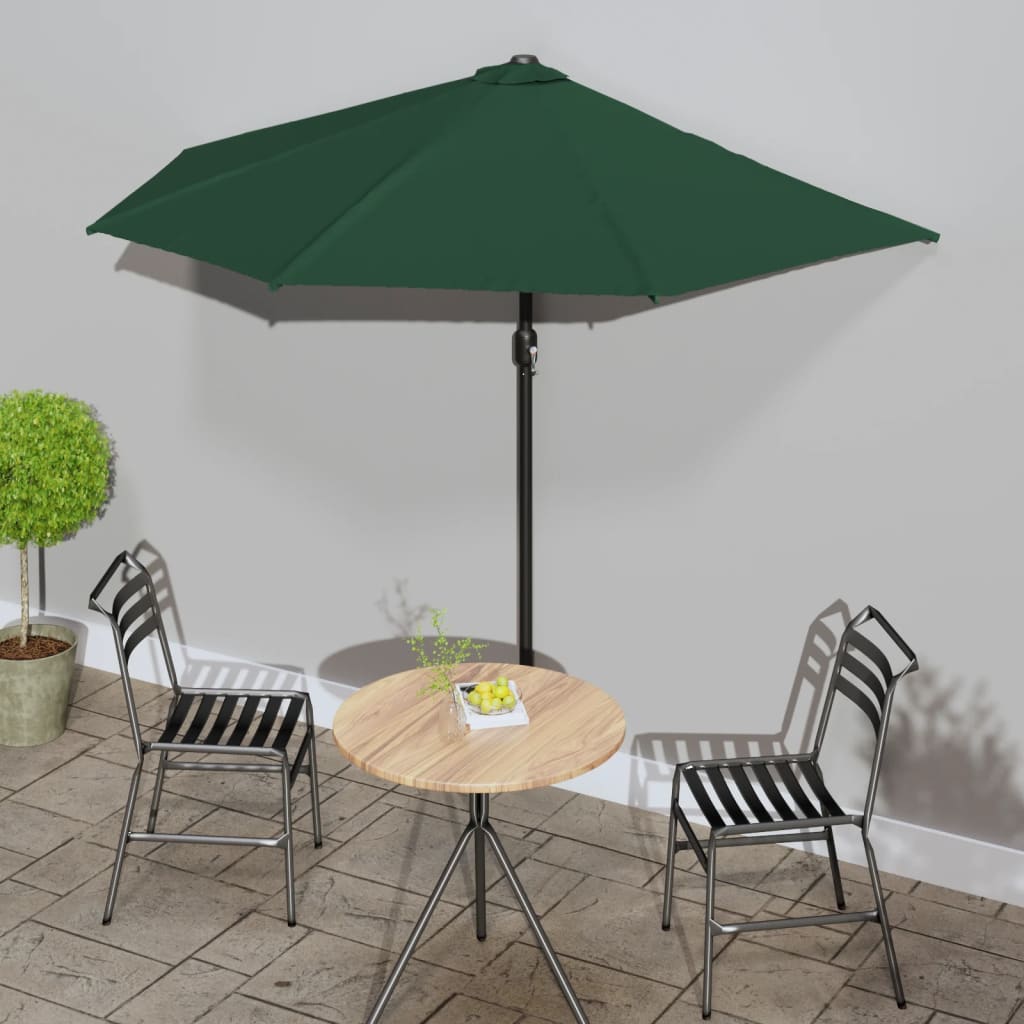 Balkon-Sonnenschirm Mit Alu-Mast Grün 300X155 Cm Halbrund