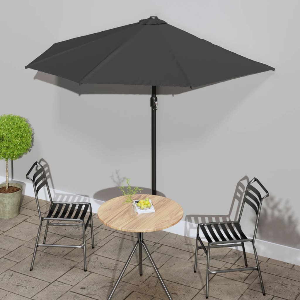 Balkon-Sonnenschirm Mit Alu-Mast Grün 300X155 Cm Halbrund
