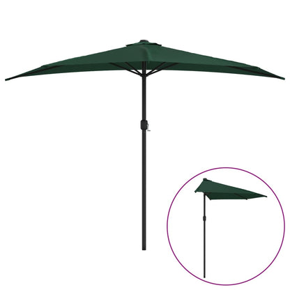 Balkon-Sonnenschirm Mit Alu-Mast Grün 300X155 Cm Halbrund