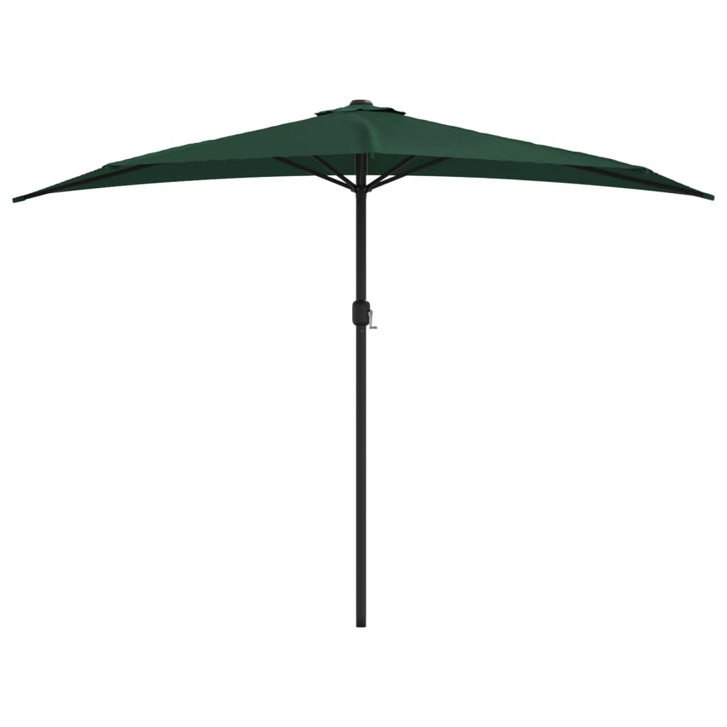 Balkon-Sonnenschirm Mit Alu-Mast Grün 300X155 Cm Halbrund