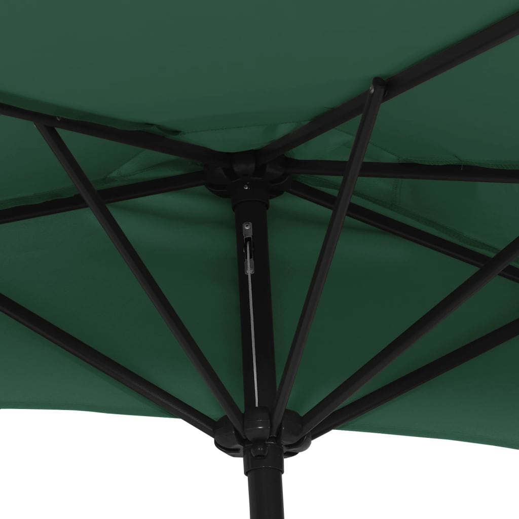 Balkon-Sonnenschirm Mit Alu-Mast Grün 300X155 Cm Halbrund