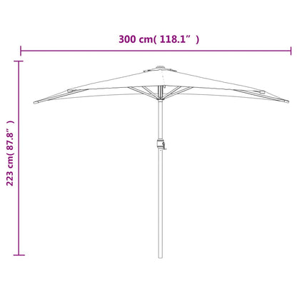 Balkon-Sonnenschirm Mit Alu-Mast Grün 300X155 Cm Halbrund