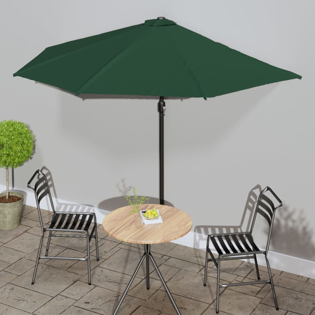 Balkon-Sonnenschirm Mit Alu-Mast Grün 300X155 Cm Halbrund