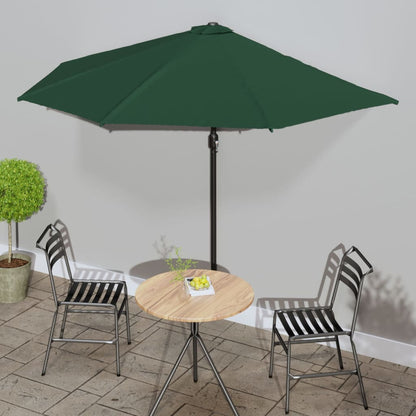 Balkon-Sonnenschirm Mit Alu-Mast Grün 300X155 Cm Halbrund