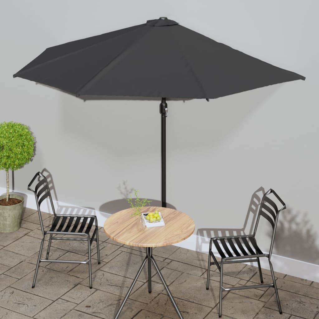 Balkon-Sonnenschirm Mit Alu-Mast Grün 300X155 Cm Halbrund