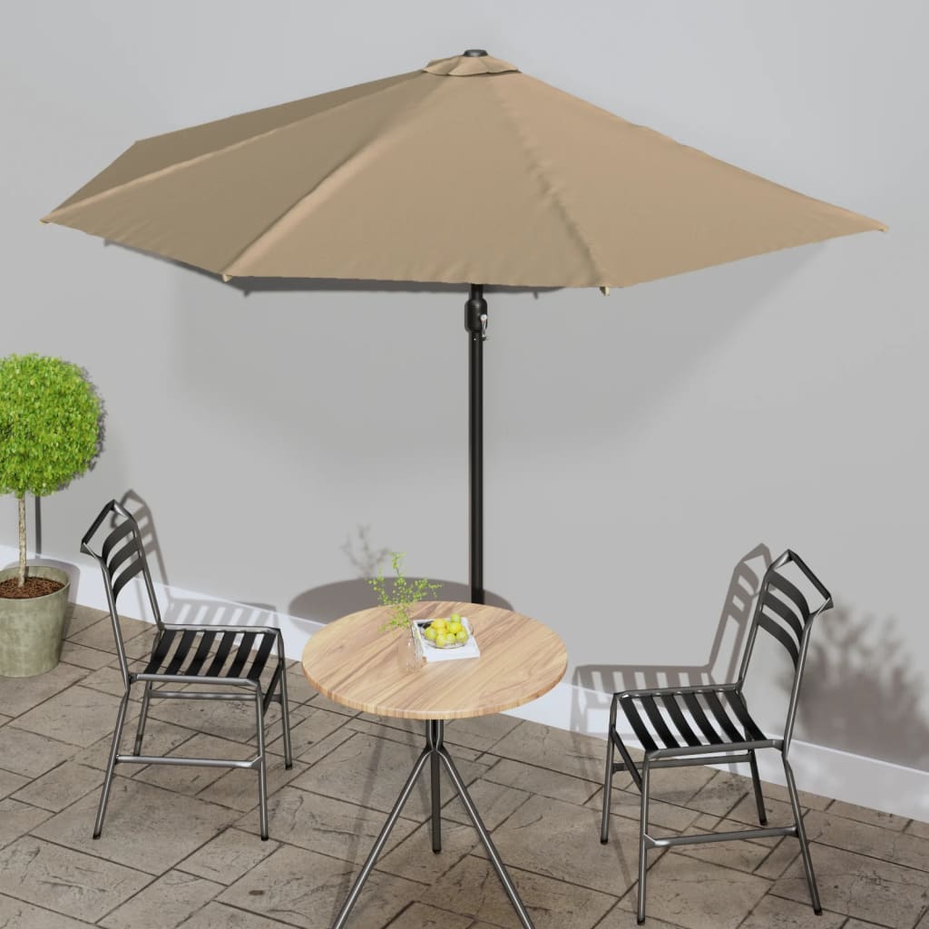 Balkon-Sonnenschirm Mit Alu-Mast Grün 300X155 Cm Halbrund